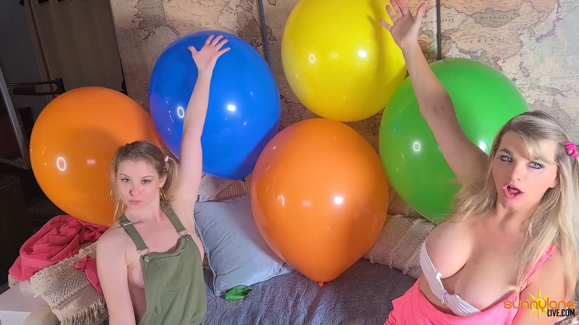 Busty Sunny Lane And Vicky Vette Popping Balloons